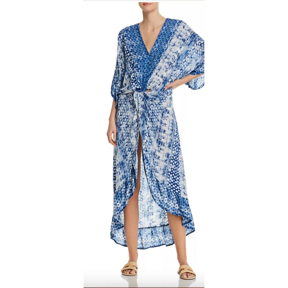 Surf Gypsy ‘Take Me To Bali’ Ruffle Twist Swim Coverup Maxi Dress Caftan, Medium
